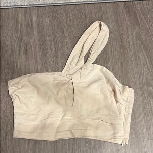 Le Lis Cream Asymmetrical Cut Out Tank Top